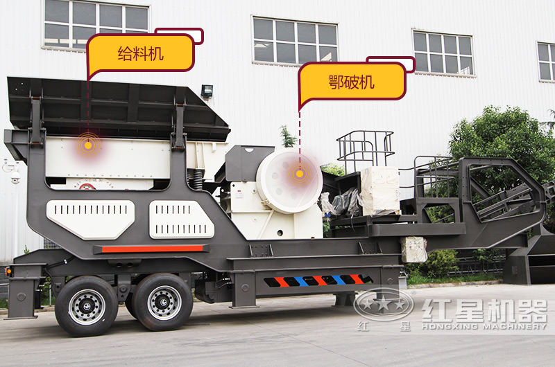 車載顎式磨石頭機側面圖 車載顎式磨石頭機側面圖