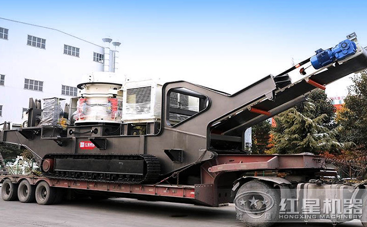 履帶移動(dòng)石英石圓錐破+篩分一體機(jī)