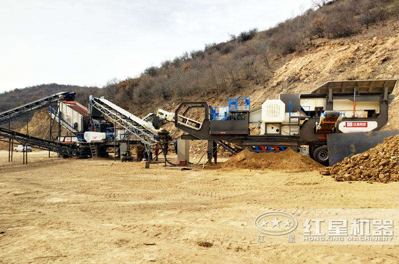 河南信陽全自動流動碎石打沙機生產線現場 河南信陽全自動流動碎石打沙機生產線現場