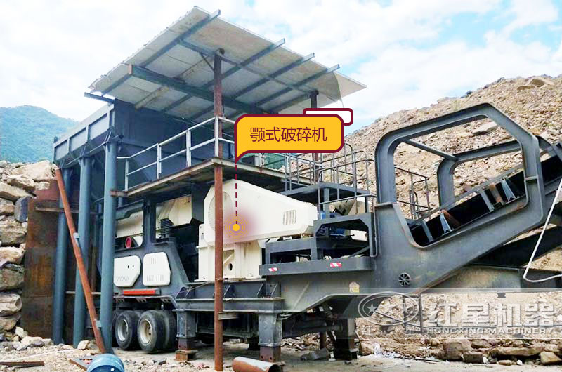 輪胎式移動鄂式破碎機生產(chǎn)現(xiàn)場，投資少收益好